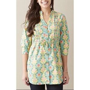 Matilda Jane Green Acres Tunic‎ Women's Small Multicolor Floral Boho Preppy